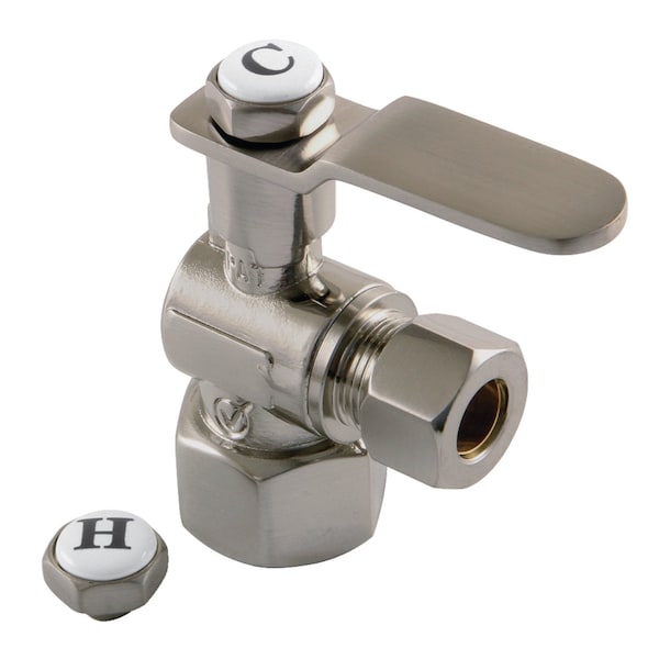 Kingston Brass CA4310BN 1/2" FIP x 3/8" O.D. Comp Angle Stop Valve, Brushed Nickel CA4310BN - main